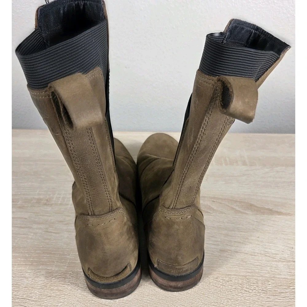Sorel Emelie II Chelsea Boots Waterproof Brown Leather Women's US 8 EU 39